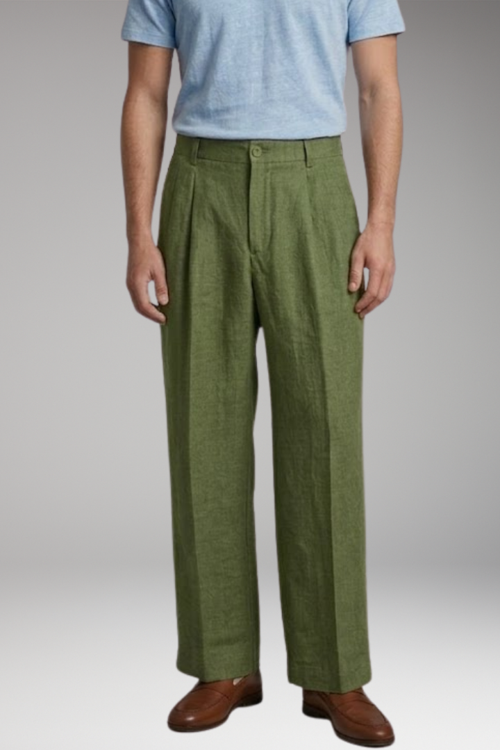 Heren Linnen Broek Wide-Leg met Relaxed Fit