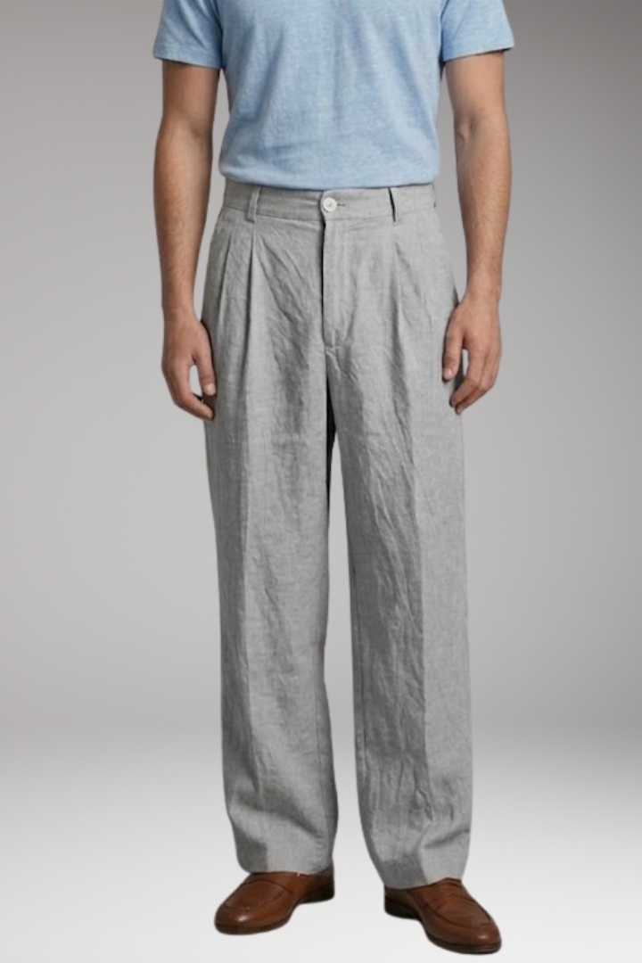 Heren Linnen Broek Wide-Leg met Relaxed Fit