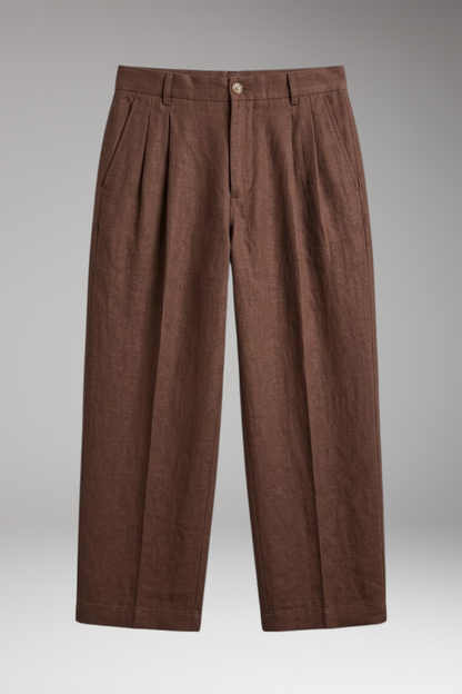 Heren Linnen Broek Wide-Leg met Relaxed Fit