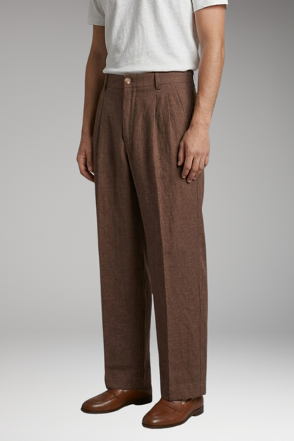Heren Linnen Broek Wide-Leg met Relaxed Fit