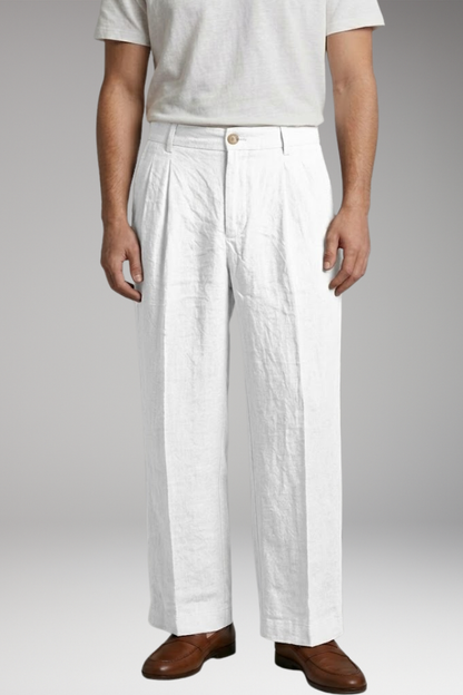 Heren Linnen Broek Wide-Leg met Relaxed Fit