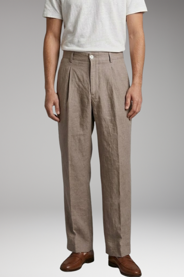 Heren Linnen Broek Wide-Leg met Relaxed Fit