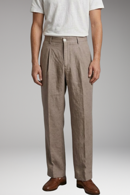 Heren Linnen Broek Wide-Leg met Relaxed Fit