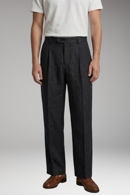 Heren Linnen Broek Wide-Leg met Relaxed Fit