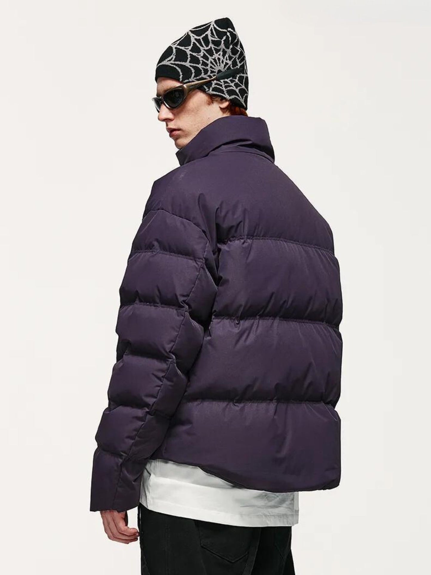 Heren Gewatteerde Bomberjack Cropped met Hoge Kraag