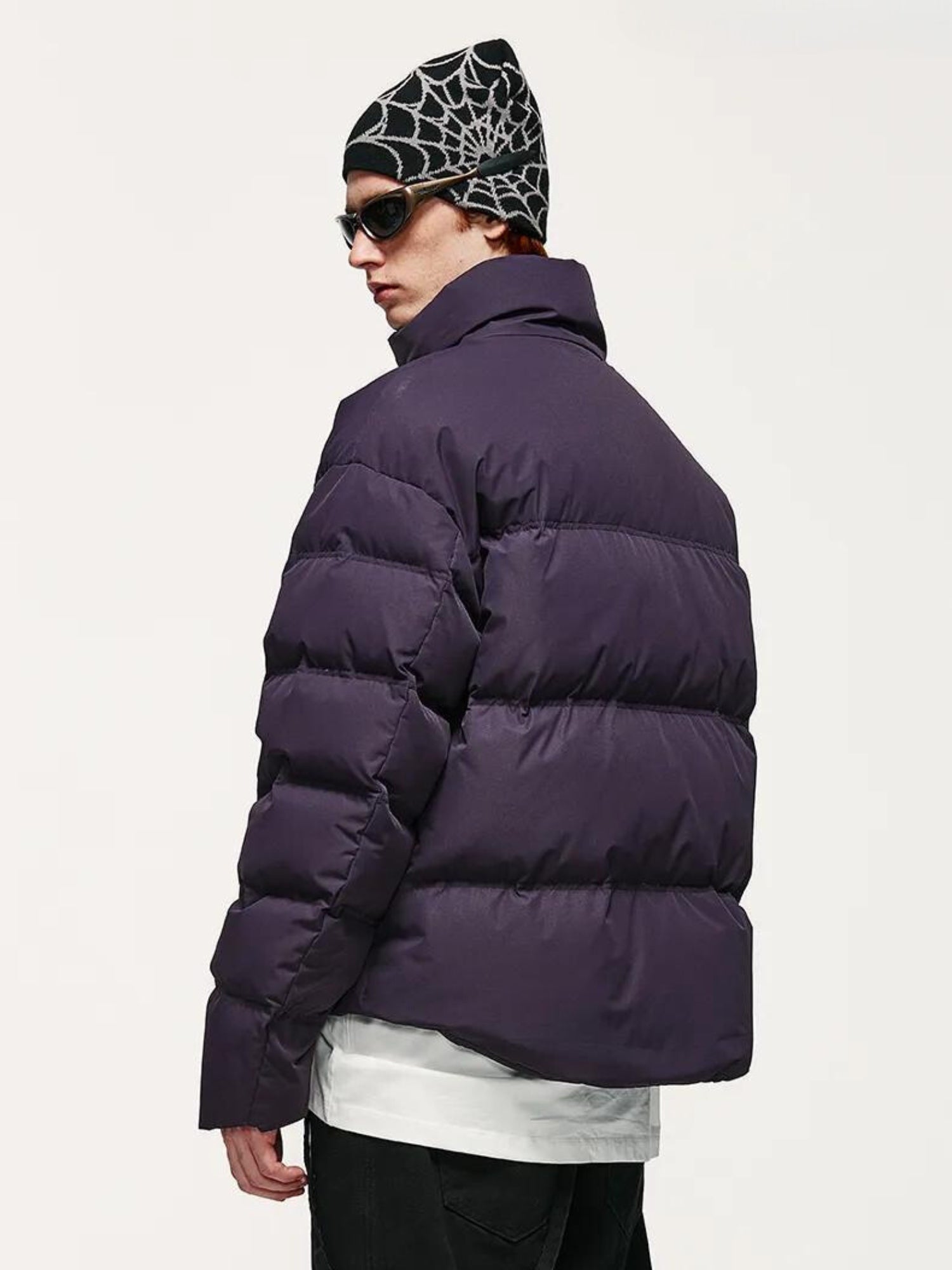 Heren Gewatteerde Bomberjack Cropped met Hoge Kraag
