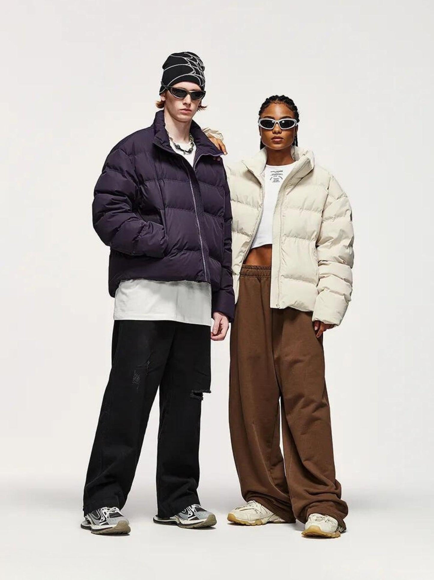 Heren Gewatteerde Bomberjack Cropped met Hoge Kraag