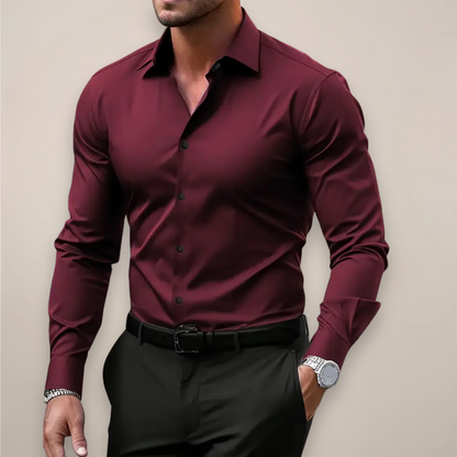 Heren Slim Fit Overhemd – Met Knopen, Geschikt voor Werk en Dagelijks Gebruik
