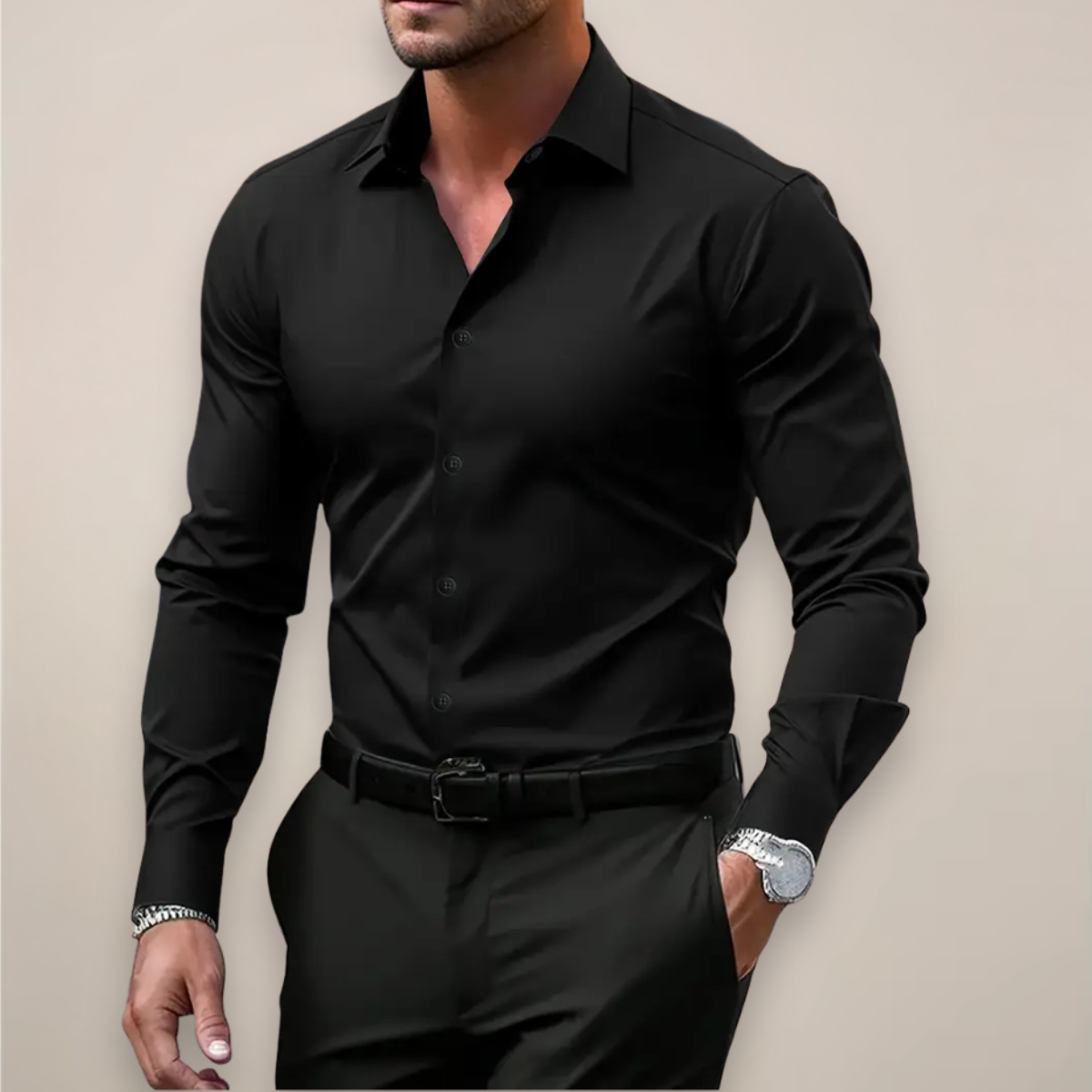 Heren Slim Fit Overhemd – Met Knopen, Geschikt voor Werk en Dagelijks Gebruik
