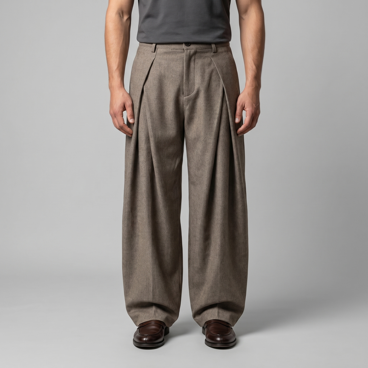 Heren Pantalon Wijde Pijpen met Plooien - Sartoriale Snit