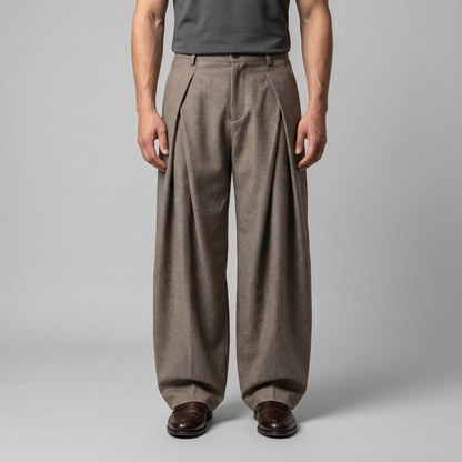 Heren Pantalon Wijde Pijpen met Plooien - Sartoriale Snit