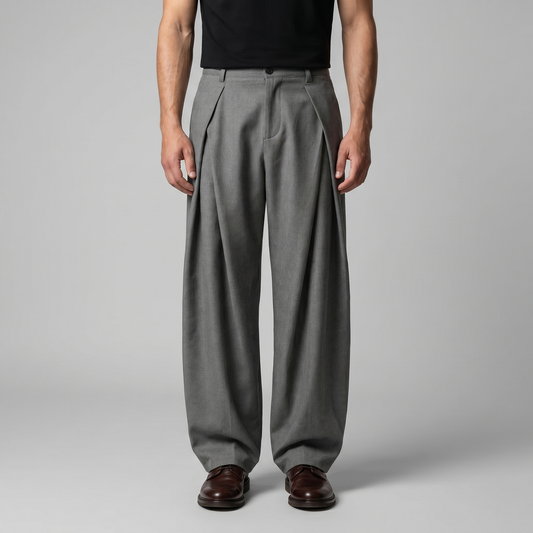 Heren Pantalon Wijde Pijpen met Plooien - Sartoriale Snit