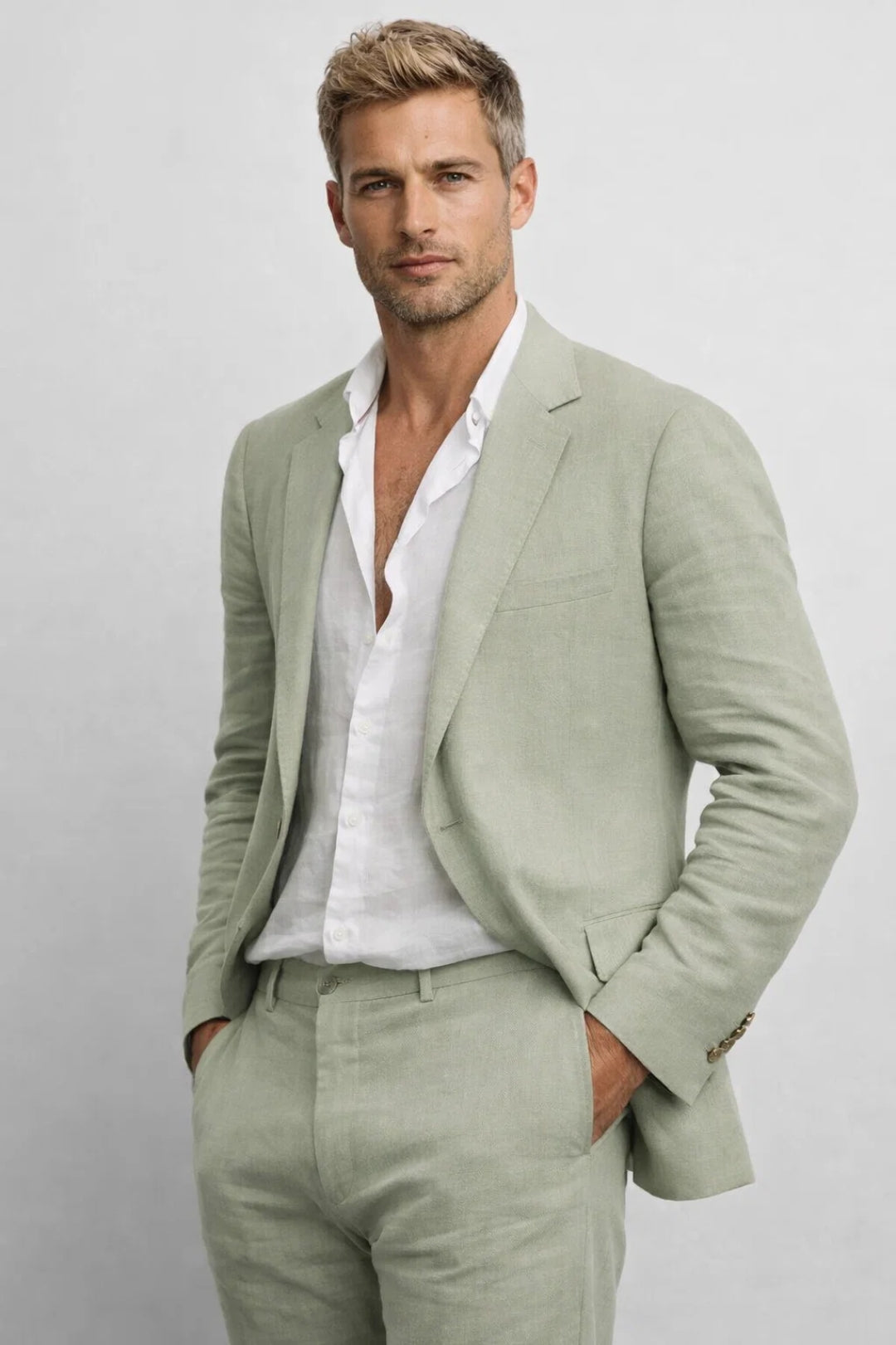 Heren Slim Fit Kostuum – Tweedelig voor Zomer, Geschikt voor Werk en Feestelijke Gelegenheden