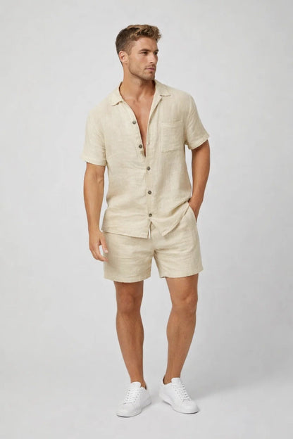 Heren Slim Fit Set – Casual voor Zomergebruik, Tweedelig met Korte Mouwen
