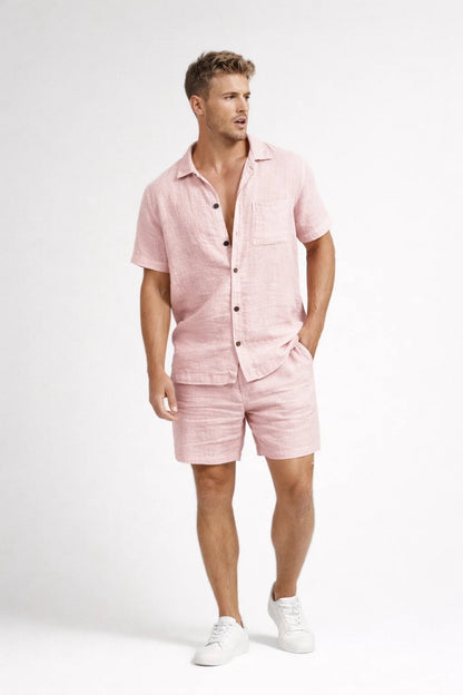 Heren Slim Fit Set – Casual voor Zomergebruik, Tweedelig met Korte Mouwen