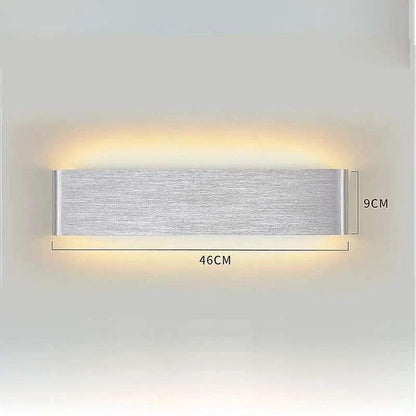 Minimalist Aluminium LED Wall Light with up and down lighting mounted on bedroom wall
