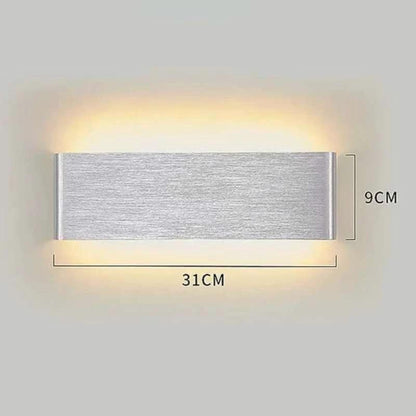 LYST - Minimalist Aluminium LED Wall Light with Up and Down Lighting for Bedroom, silver brushed aluminium wall lamp