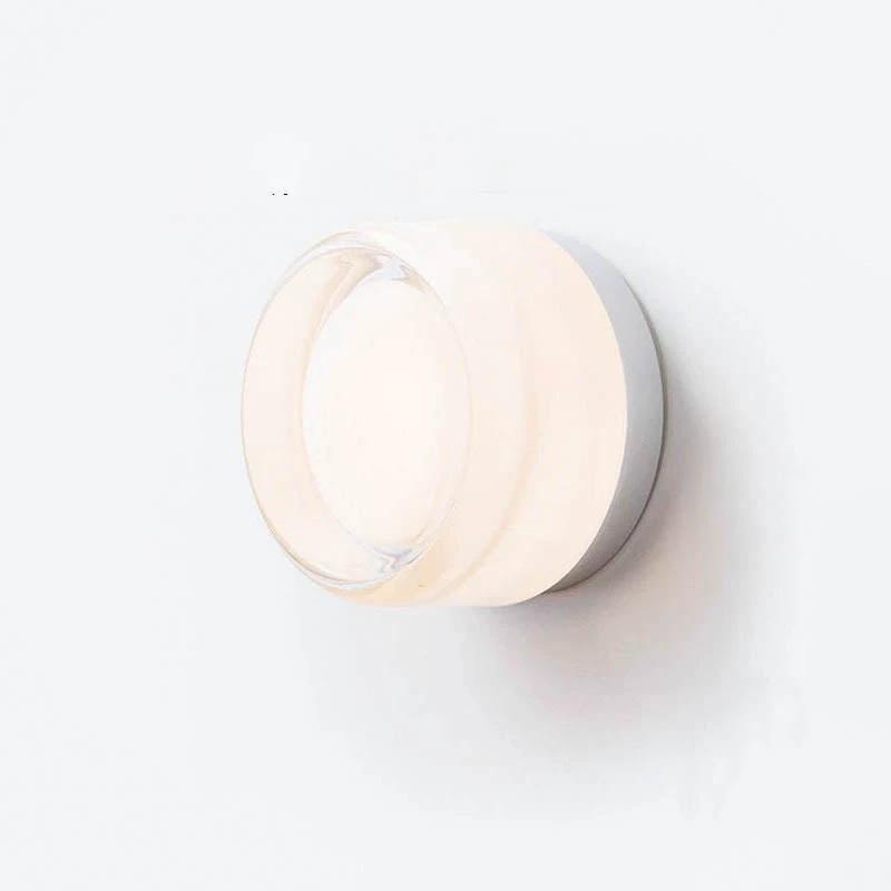 LYSEN Nordic LED wall sconce white metal body with round frosted glass shade mounted on wall