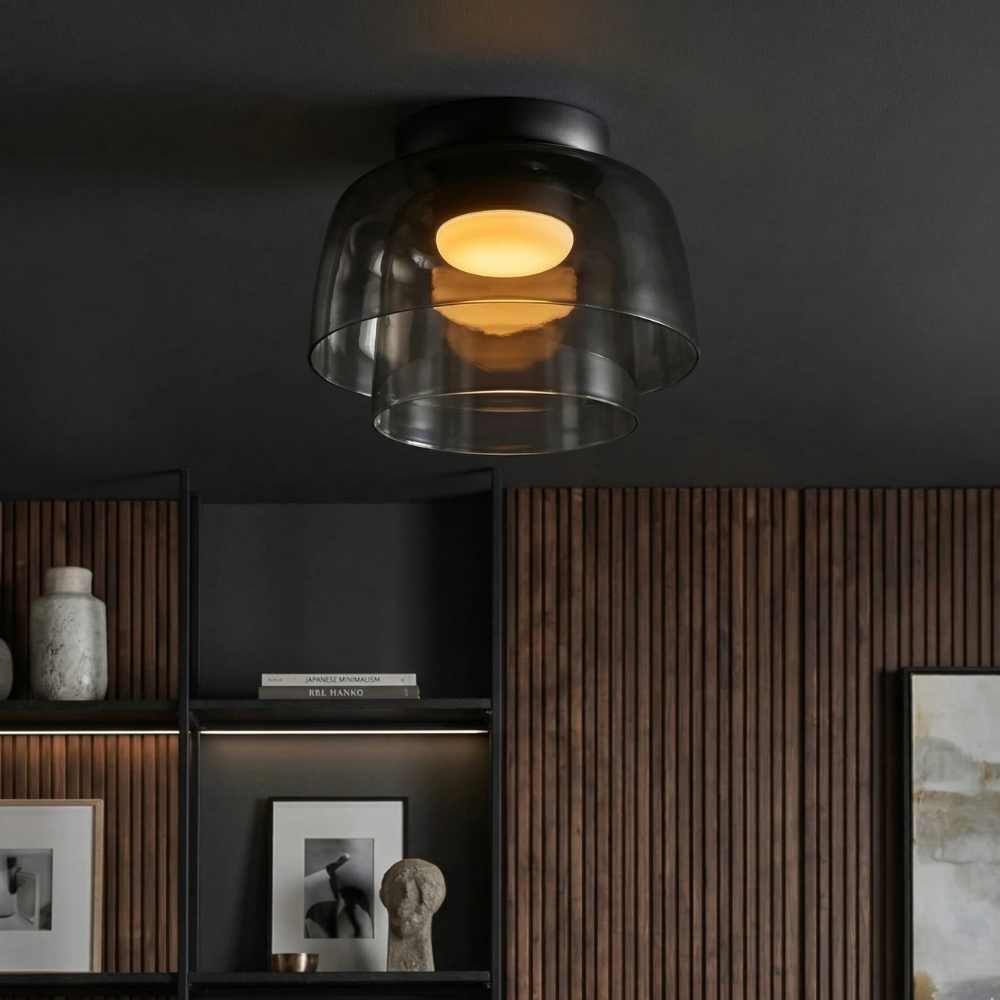 Minimalist Ceiling Light Integrated LED Smoked Glass  37