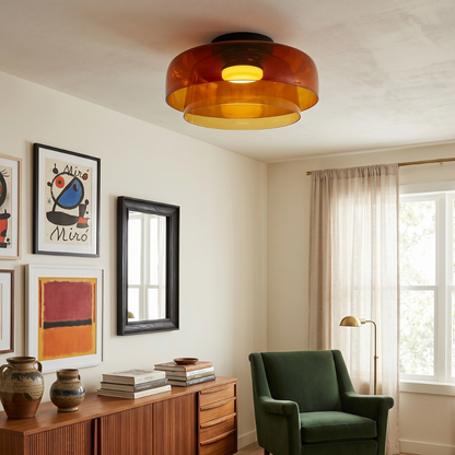 Minimalist Ceiling Light Integrated LED Smoked Glass  90