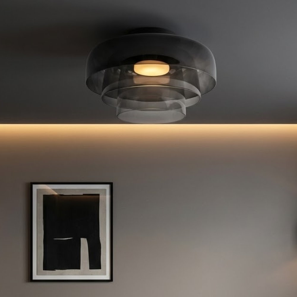 Minimalist Ceiling Light Integrated LED Smoked Glass  95