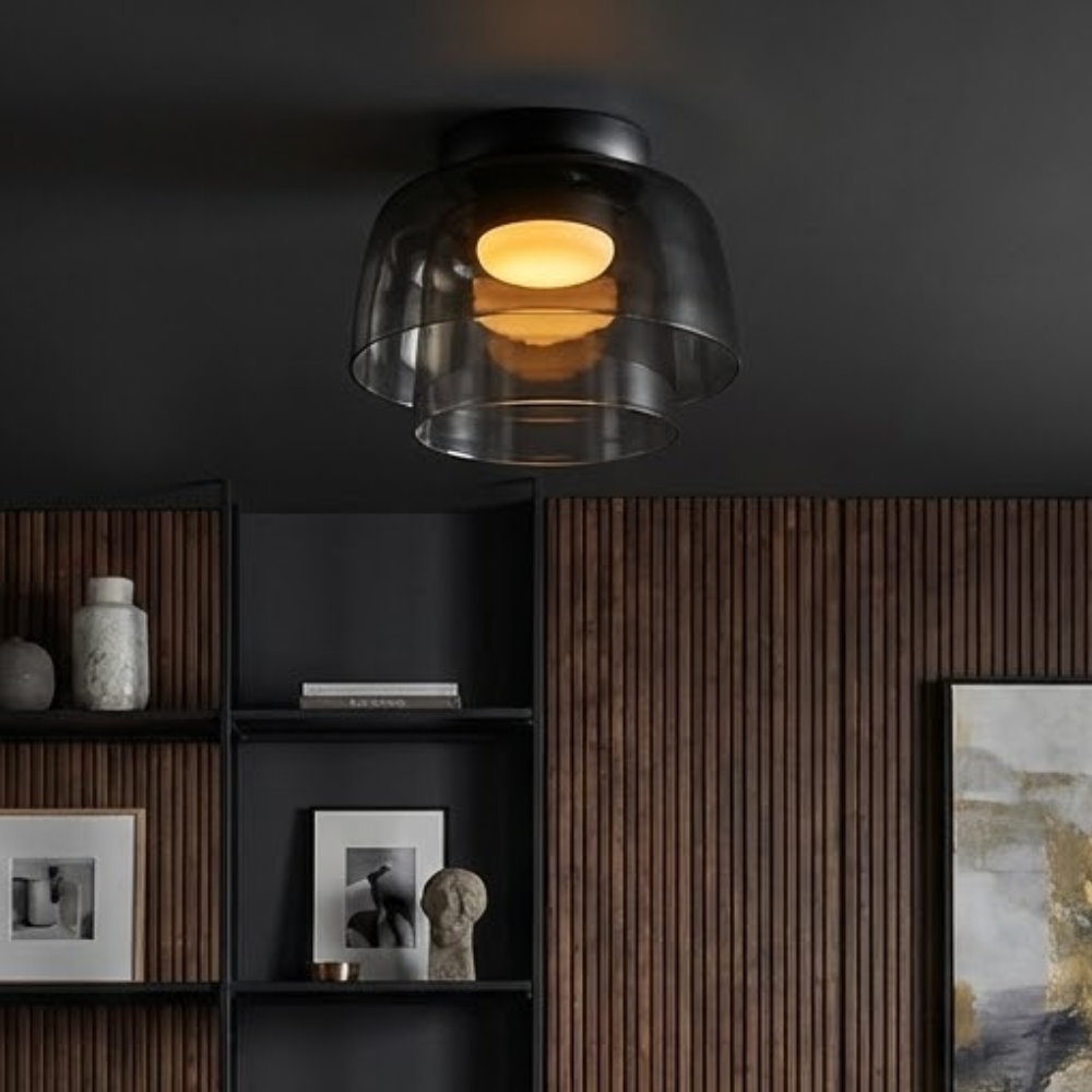 Minimalist Ceiling Light Integrated LED Smoked Glass  97