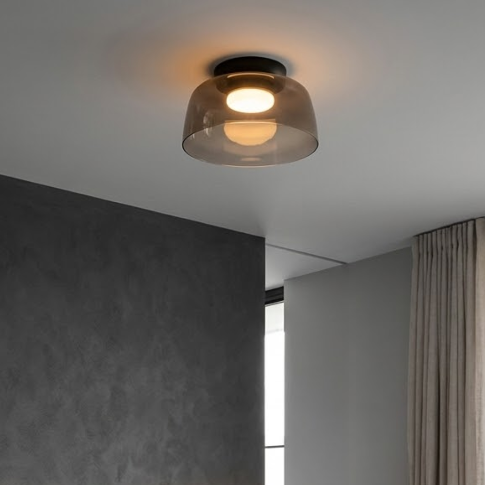 Minimalist Ceiling Light Integrated LED Smoked Glass  99