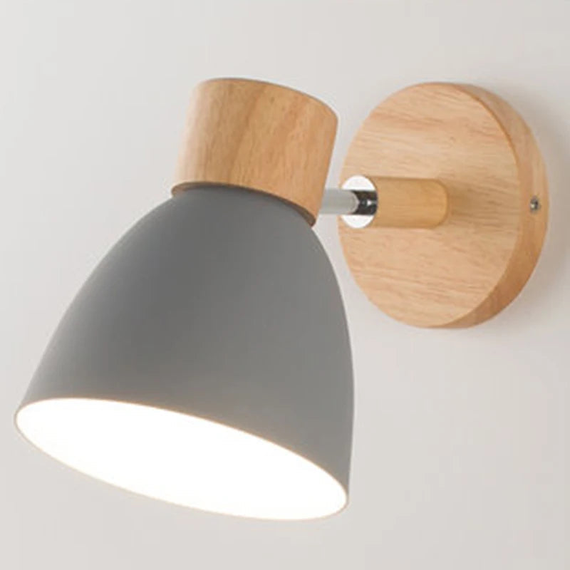 Wandlamp Verstelbaar met Houten Detail – Zwart Metaal E27