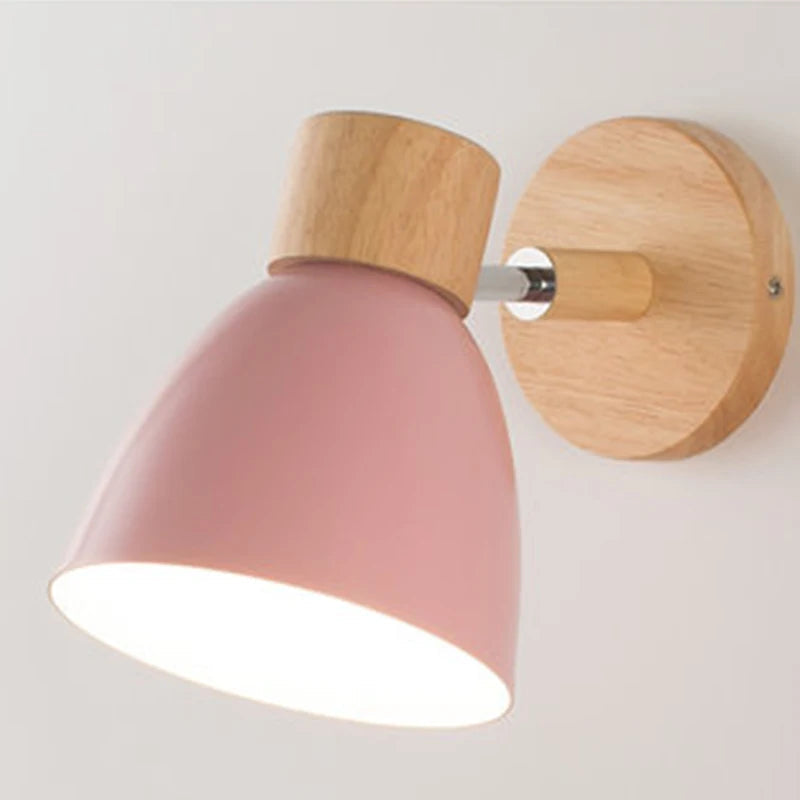 Wandlamp Verstelbaar met Houten Detail – Zwart Metaal E27