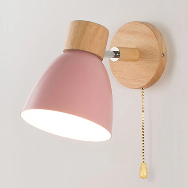 Wandlamp Verstelbaar met Houten Detail – Zwart Metaal E27