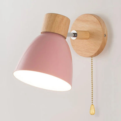 Wandlamp Verstelbaar met Houten Detail – Zwart Metaal E27