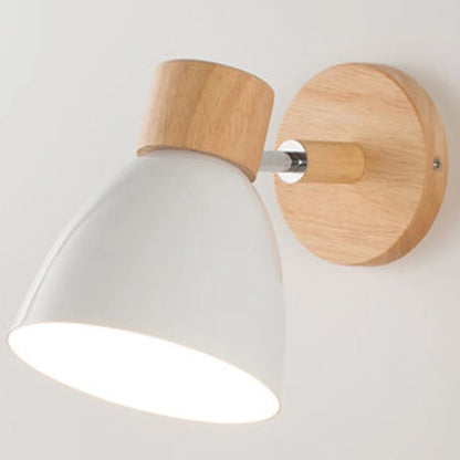 Wandlamp Verstelbaar met Houten Detail – Zwart Metaal E27