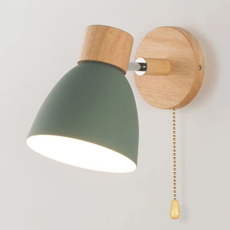 Wandlamp Verstelbaar met Houten Detail – Zwart Metaal E27