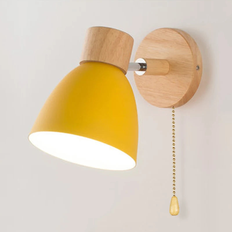 Wandlamp Verstelbaar met Houten Detail – Zwart Metaal E27