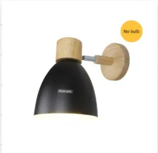 Wandlamp Verstelbaar met Houten Detail – Zwart Metaal E27