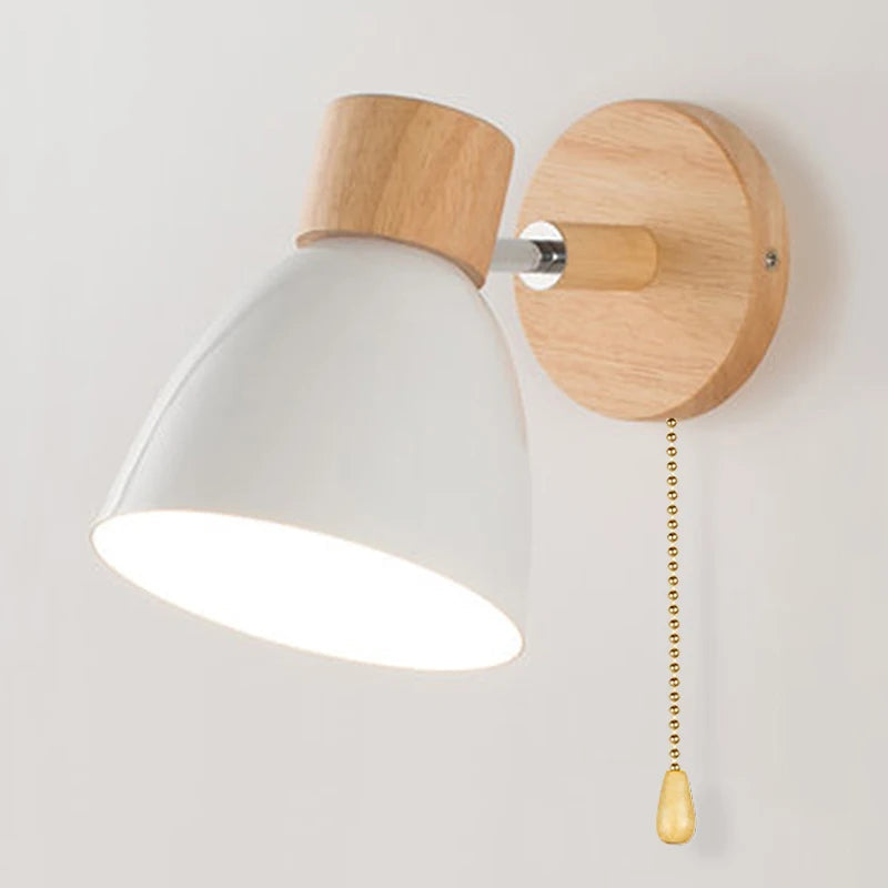 Wandlamp Verstelbaar met Houten Detail – Zwart Metaal E27