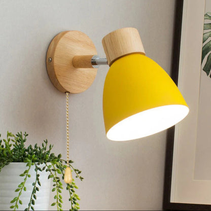 Wandlamp Verstelbaar met Houten Detail – Zwart Metaal E27