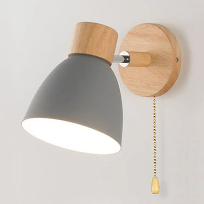 Wandlamp Verstelbaar met Houten Detail – Zwart Metaal E27