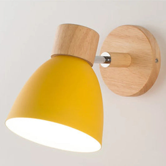 Wandlamp Verstelbaar met Houten Detail – Zwart Metaal E27