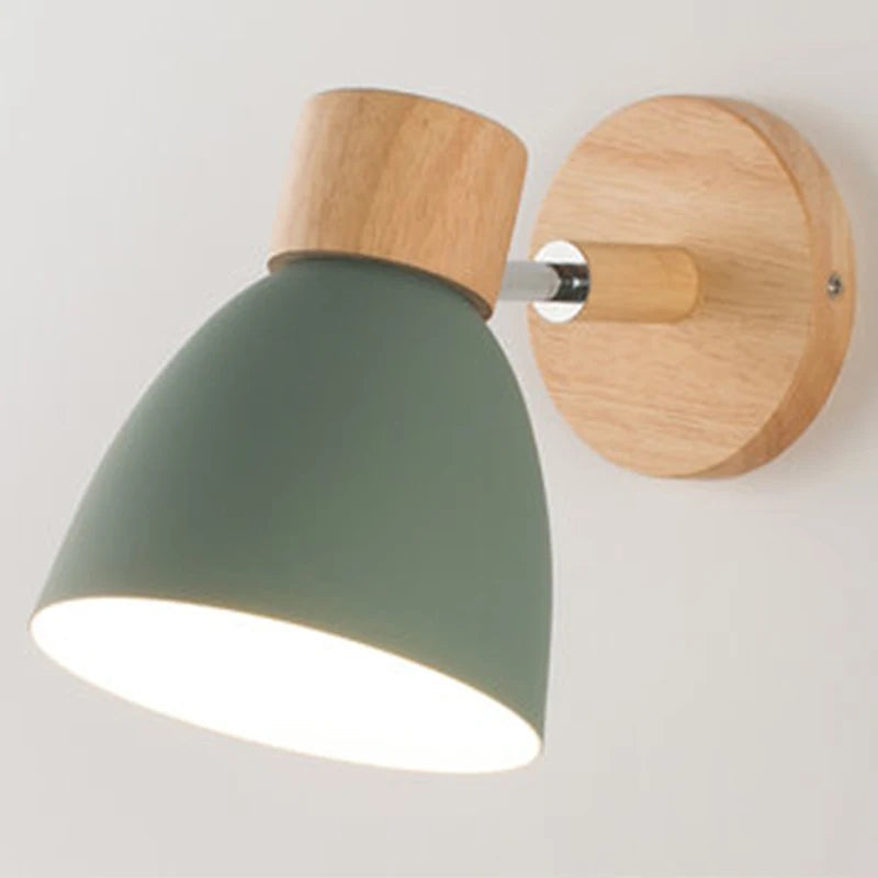 Wandlamp Verstelbaar met Houten Detail – Zwart Metaal E27