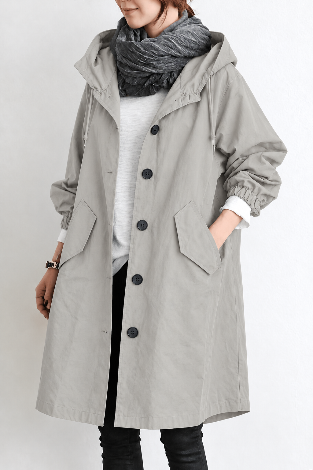 Gabardina impermeable para mujer con capucha – Chaqueta de entretiempo para primavera y otoño