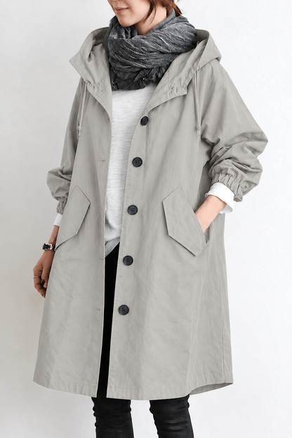 Gabardina impermeable para mujer con capucha – Chaqueta de entretiempo para primavera y otoño