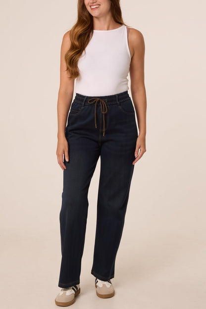 Dames Jeans met Stiksel op Achterzakken – Indigo