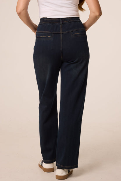 Dames Jeans met Stiksel op Achterzakken – Indigo
