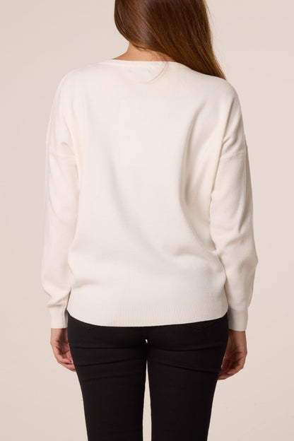 Dames Kersttrui met Sequin Kerstbal en Sneeuwvlok Detail