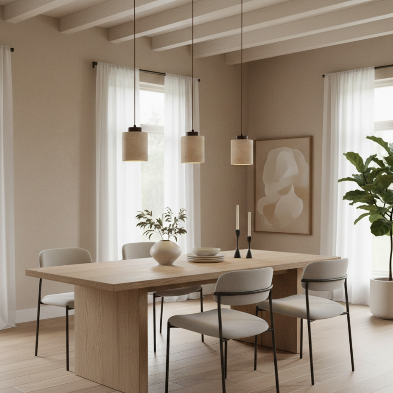Natural Travertine Pendant Light – Nordic Minimalist Kitchen Pendant Lighting 17