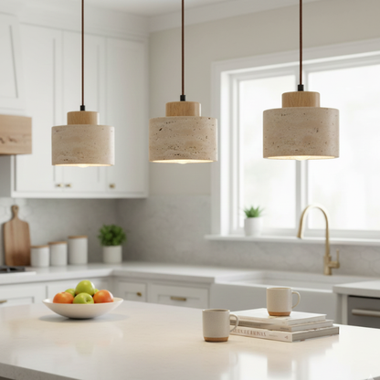 Natural Travertine Pendant Light – Nordic Minimalist Kitchen Pendant Lighting 21