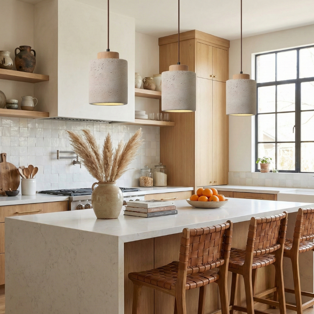 Natural Travertine Pendant Light – Nordic Minimalist Kitchen Pendant Lighting 22