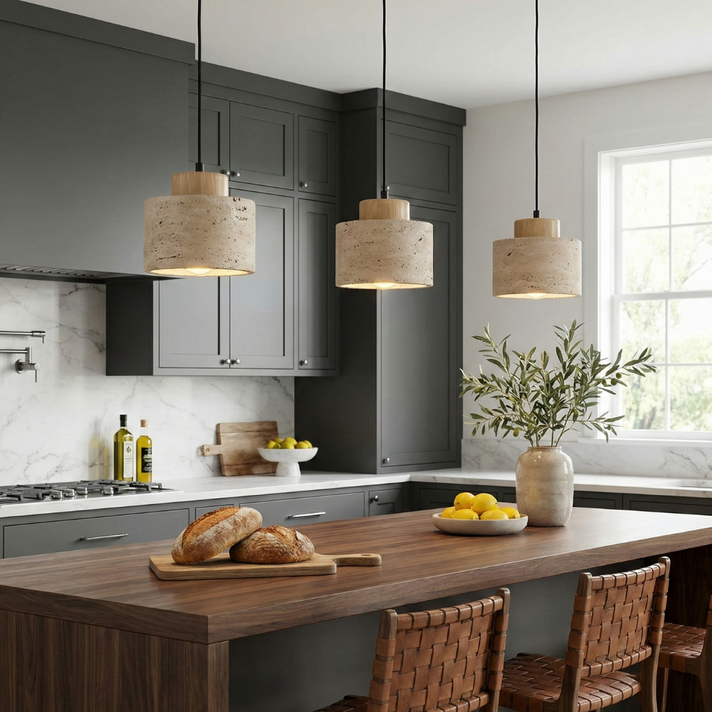 Natural Travertine Pendant Light – Nordic Minimalist Kitchen Pendant Lighting 23