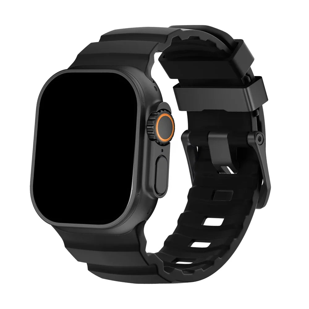 Siliconen Horlogebandje voor Apple Watch - Sportband met Titanium Gesp